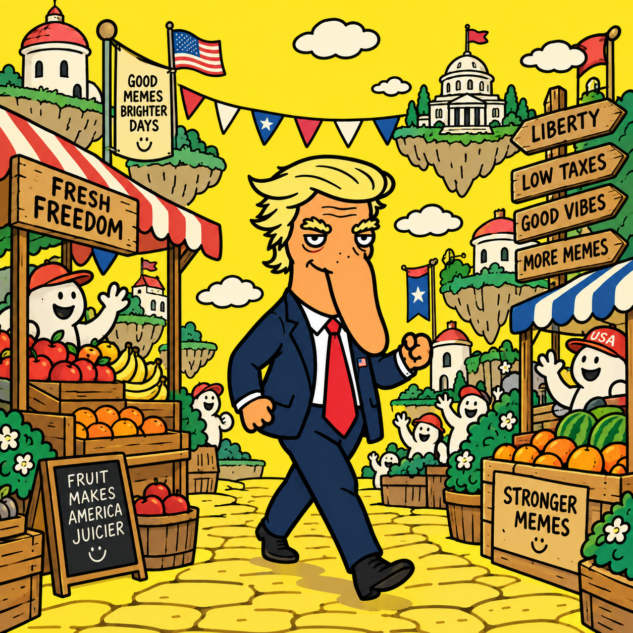 Market scene with the character